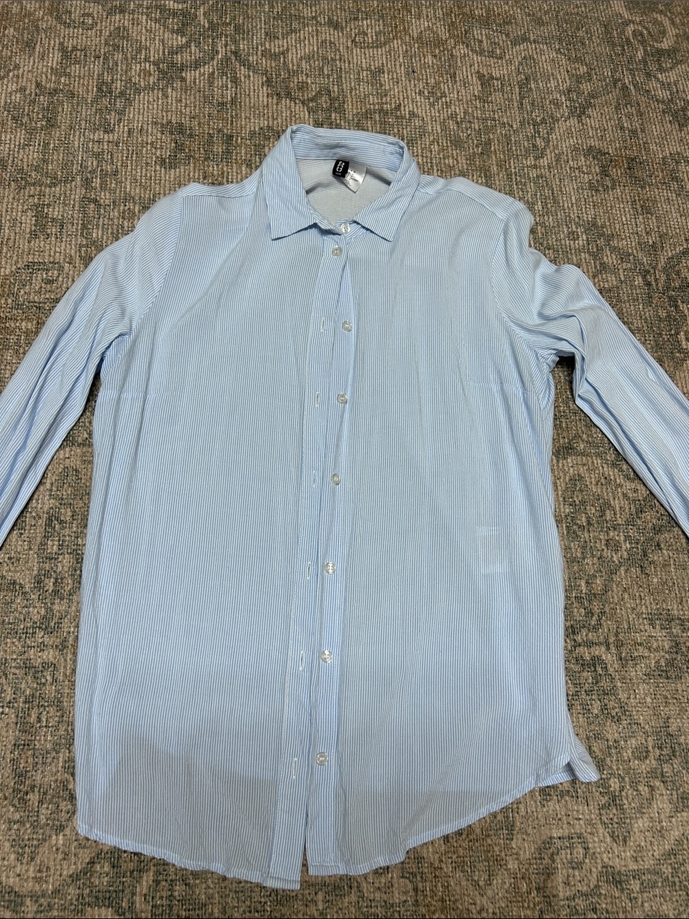 Divided Light Blue Stripe Button-Up Shirt